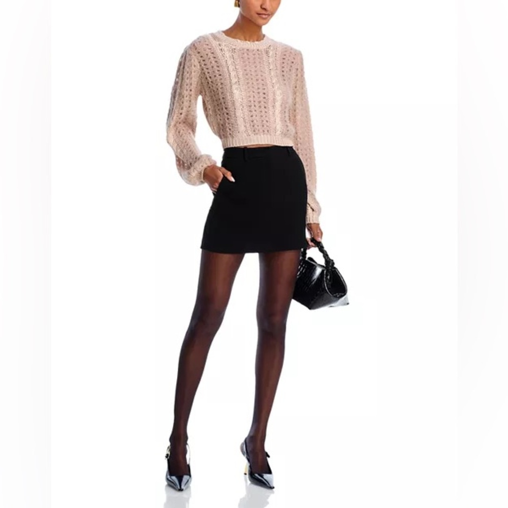 Frame Femme Mixed Cable Knit Sweater, Size M in Blush